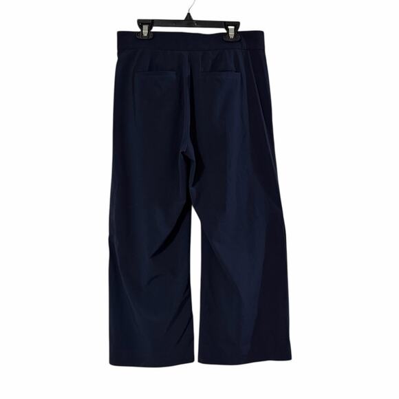 Athleta Navy Blue Cropped Pants Elastic Waist Snap Hem Size 2 - Picture 4 of 10